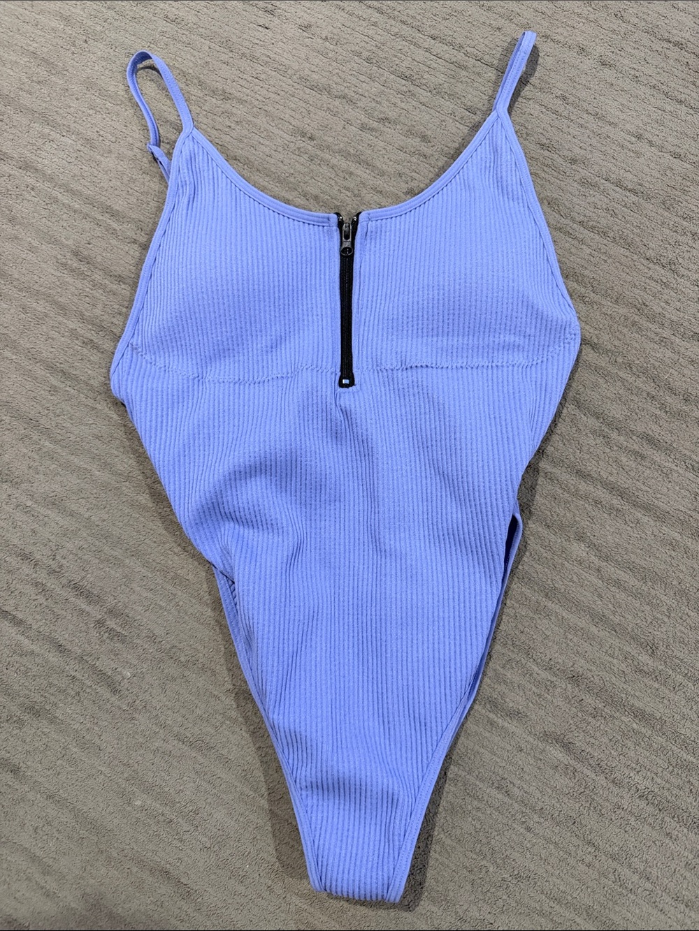 Forever 21 Ribbed Bodysuit with Front Zip - Lavender/periwinkle color